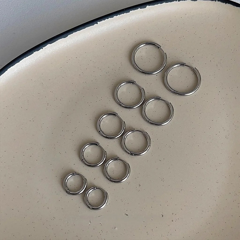 Premium Minimalist Round 316 Stainless Steel Drop Earrings Geometric Versatile Jewelry
