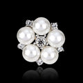 Elegant Pearl Flower Brooch With Rhinestone Accents, Luxury Lapel Pin Corsage For Women's Suit Gift
