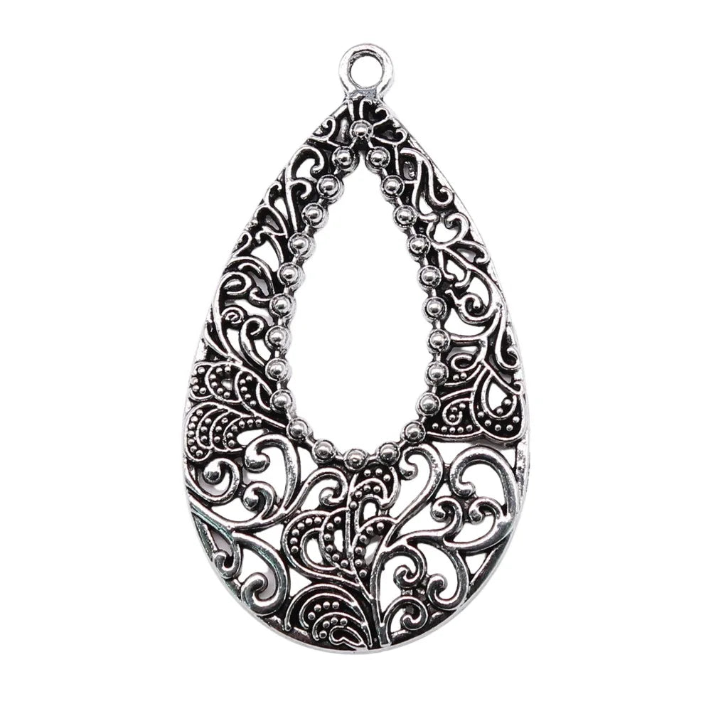 52x30mm 6.2g Multicolor Zinc Alloy Palace Teardrop Earring Charms for DIY Pendant Jewelry Making