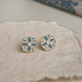 Vintage Chinese Style Enamel Geometric Stud Earrings Copper For Women