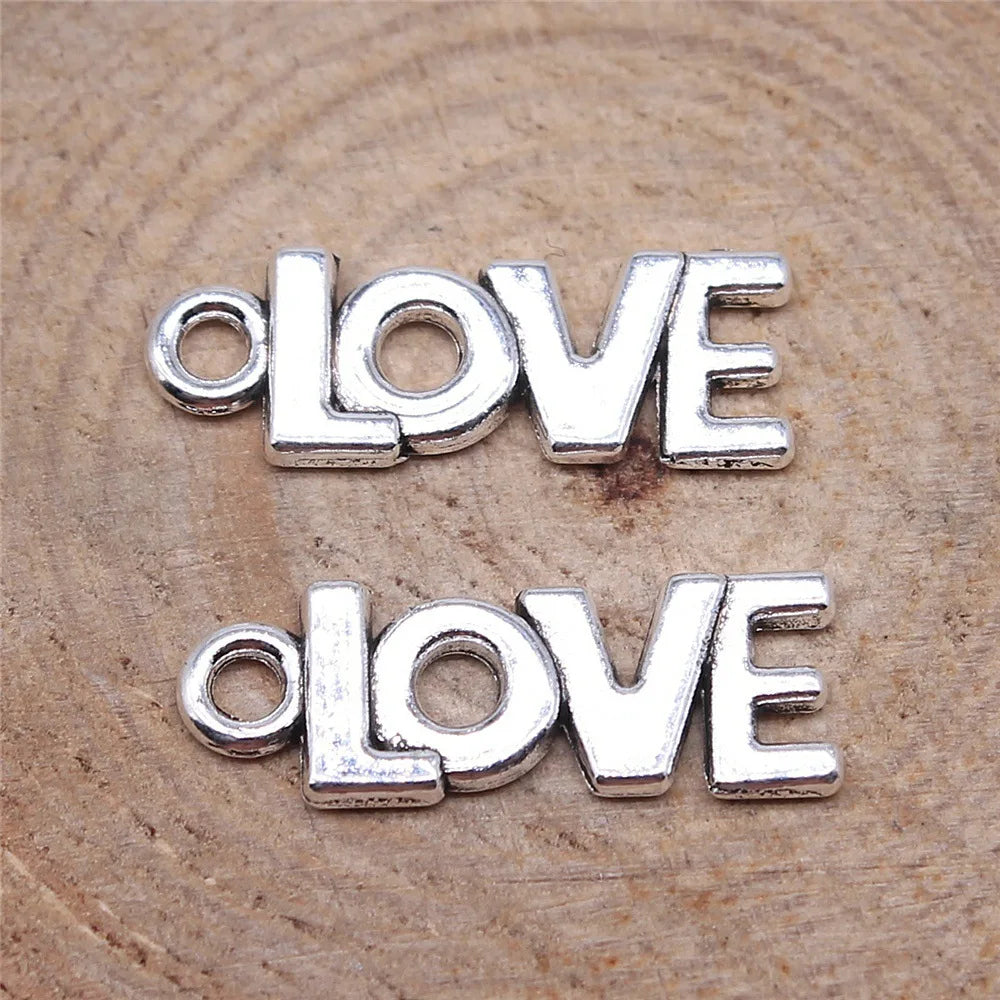 21mm 1.3g Multicolor Zinc Alloy Love Letter Charm Pendant for DIY Bracelet Necklace Accessories