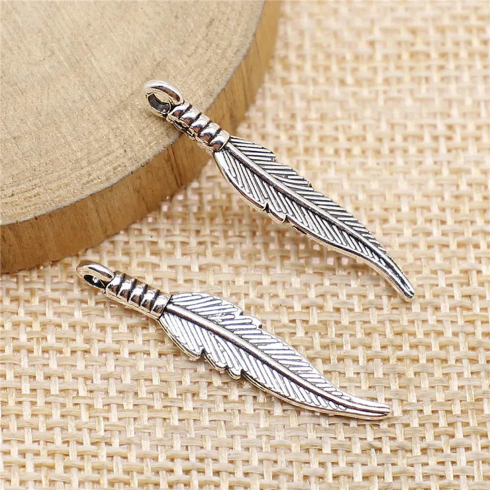 32x6mm 0.9g Multicolor Zinc Alloy Feather Charm Pendant for DIY Earring Necklace Jewelry Making