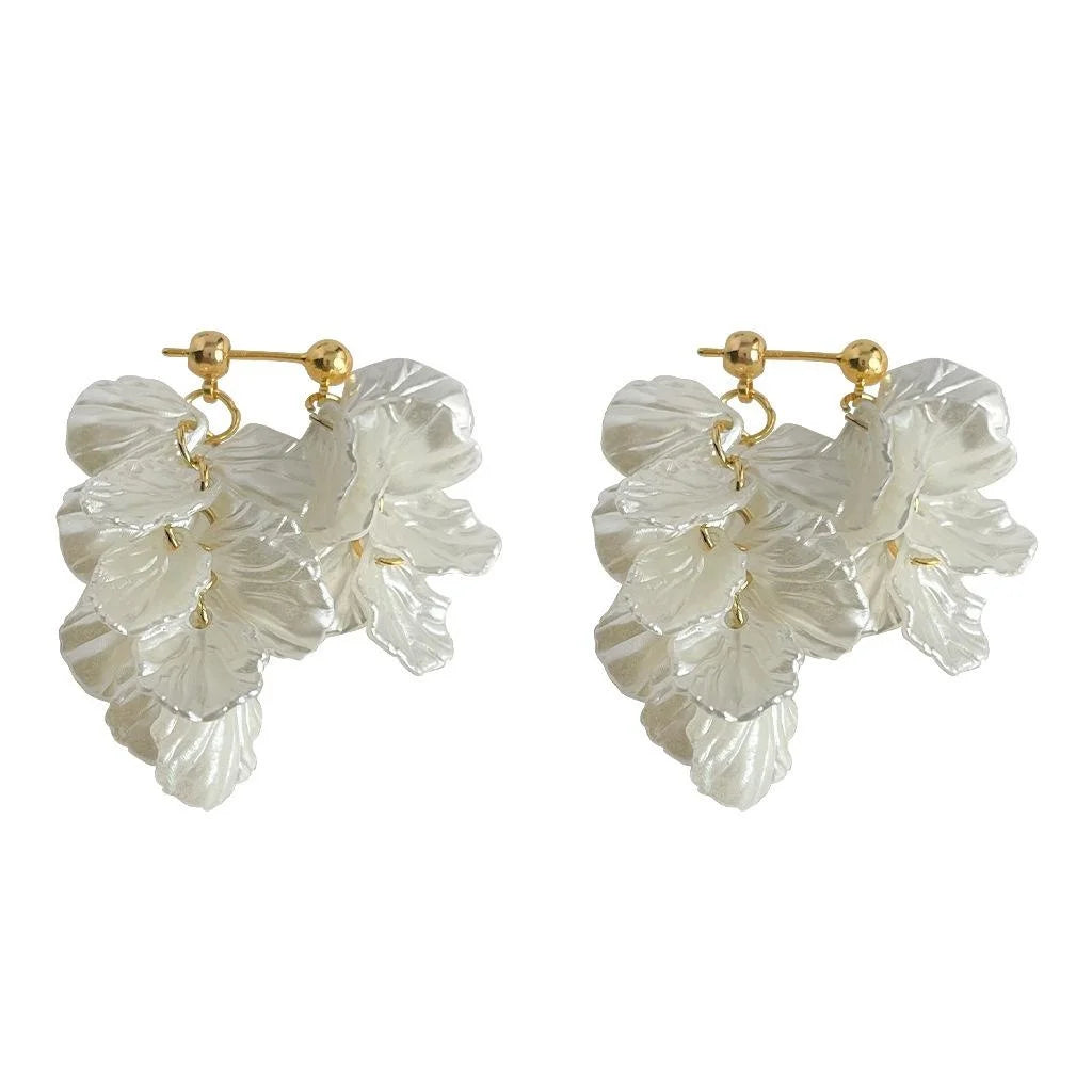French Vintage Handmade Resin Flower Drop Earrings, Two-Way Sweet Forest Style Posts