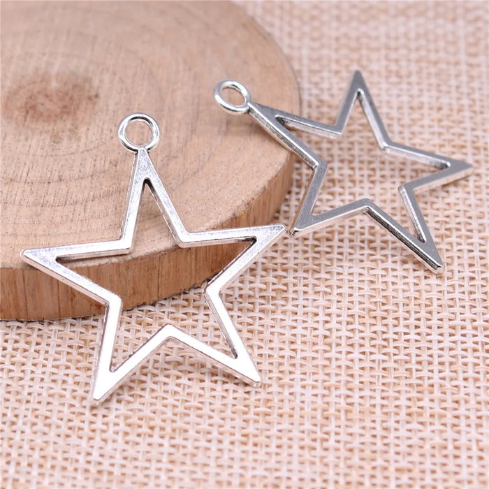 36x33mm 2.1g Multicolor Zinc Alloy Hollow Five-Point Star Charm Pendant for DIY Necklace Bracelet Making