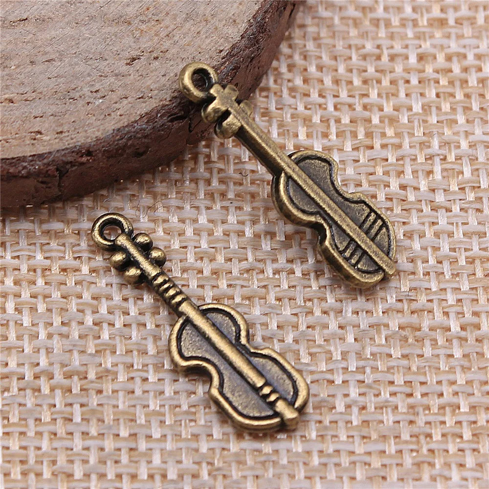 25x7mm 1.2g Antique Bronze Tone Zinc Alloy Pipa Charm Pendant for Necklace Bracelet Musical DIY