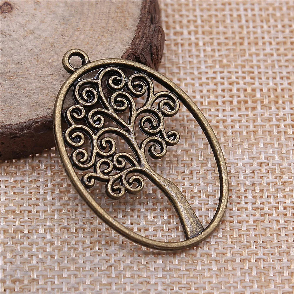 40x27mm 3.7g Multicolor Zinc Alloy Oval Tree of Life Round Charm Pendant for DIY Jewelry Making