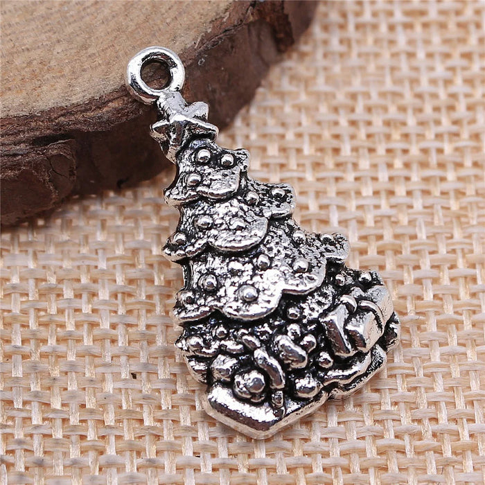 30x16mm 2.5g Multicolor Zinc Alloy Christmas Tree Charm Pendant for DIY Necklace Bracelet Making