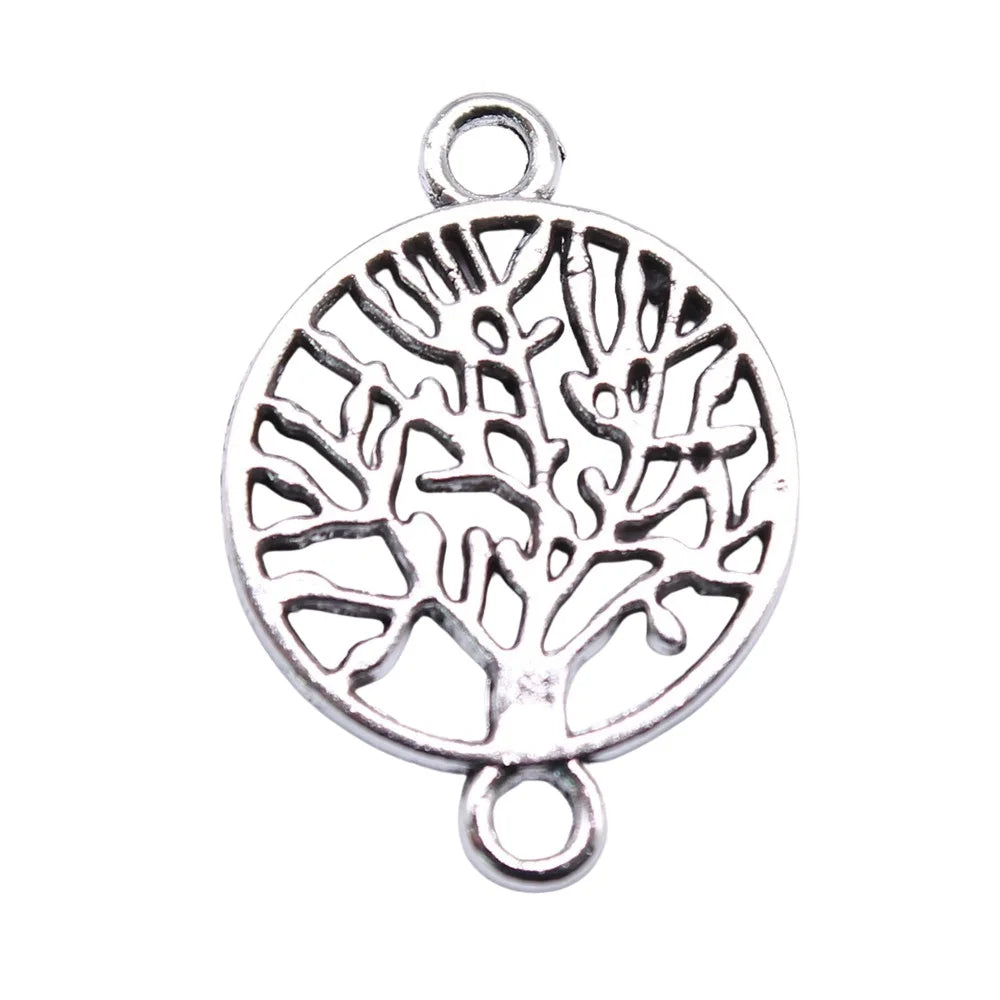 23x16mm 1.2g Multicolor Zinc Alloy Tree of Life Connector Charm for DIY Bracelet and Necklace Making