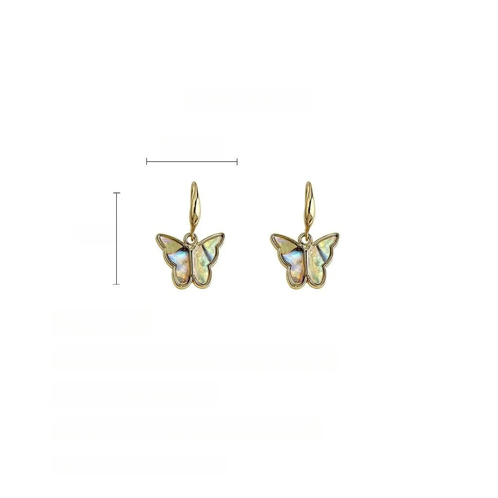 French Vintage Abalone Shell Butterfly Drop Earrings Simple Commuter Style Yiwu Jewelry