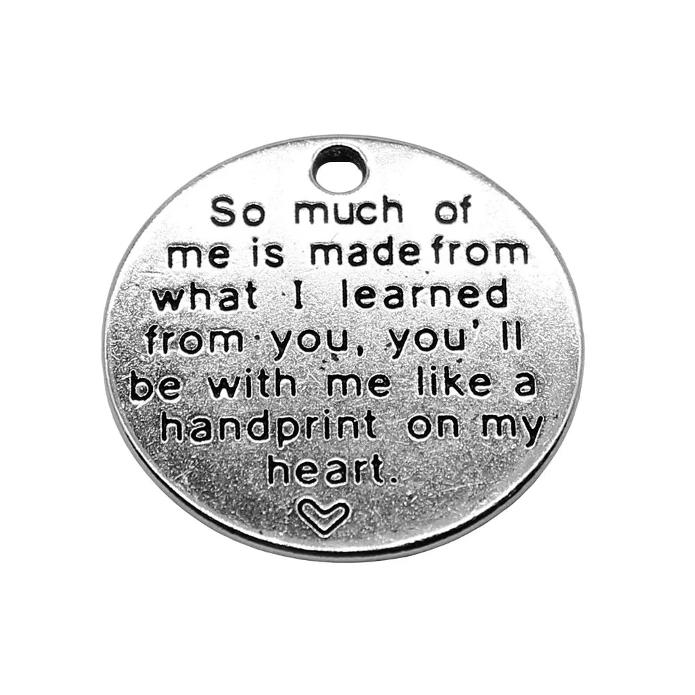 25x25mm 3.9g Antique Silver Zinc Alloy English Word Tag Charm Pendant for DIY Bracelet Necklace Making