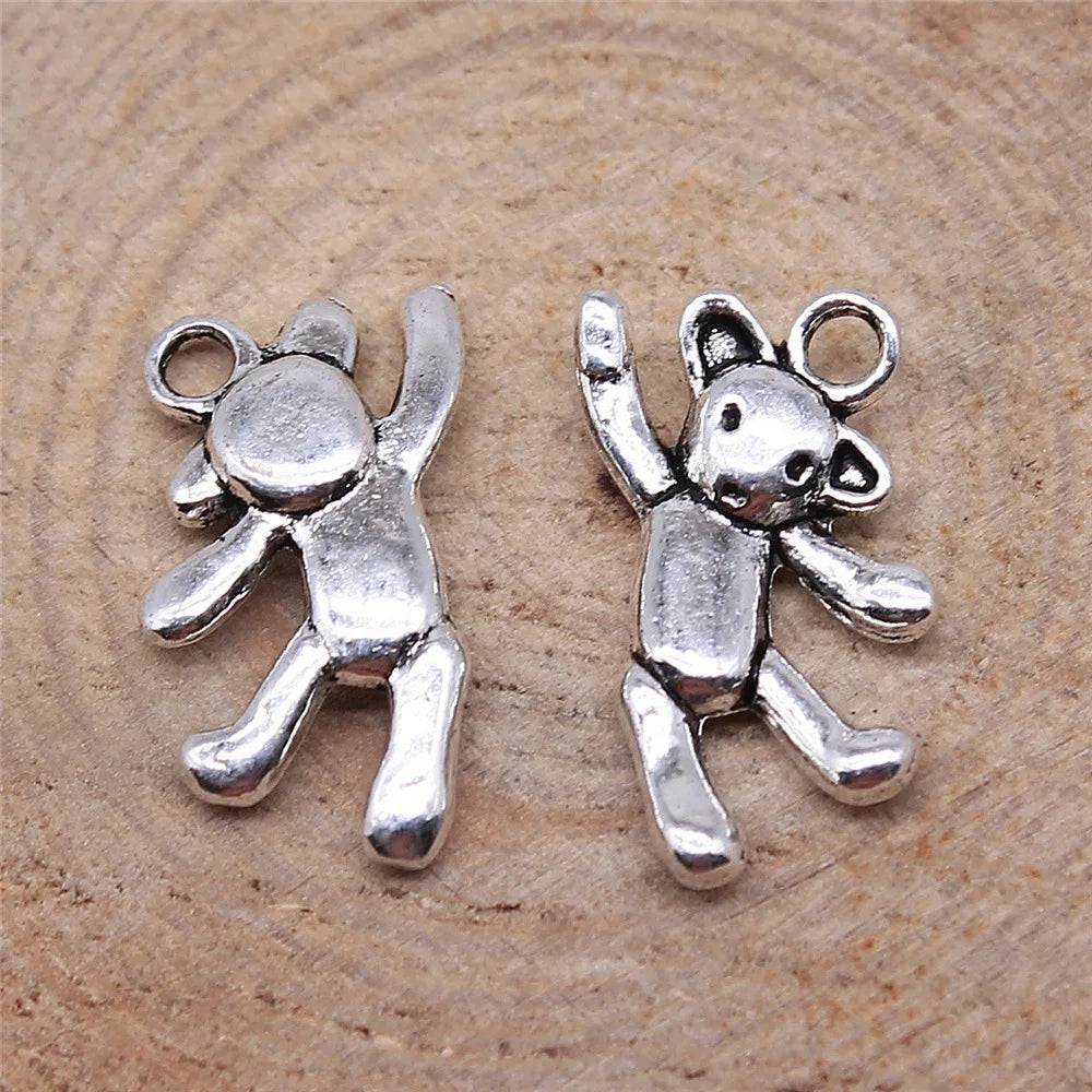19x10mm 1.5g Antique Silver Zinc Alloy Small Bear Charm Pendant for DIY Bracelet Necklace Jewelry Making
