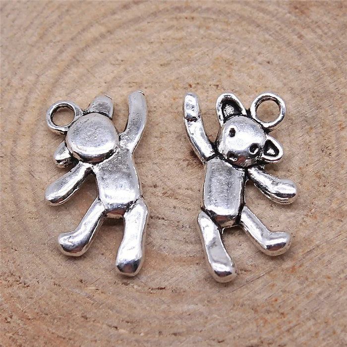 19x10mm 1.5g Antique Silver Zinc Alloy Small Bear Charm Pendant for DIY Bracelet Necklace Jewelry Making