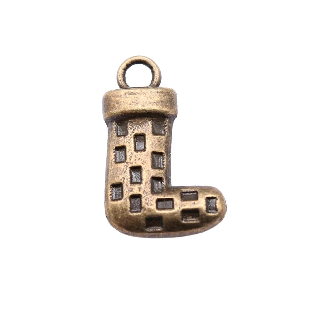 10x16mm 1.5g Multicolor Zinc Alloy Christmas Stocking Charm Pendant for DIY Bracelet Necklace