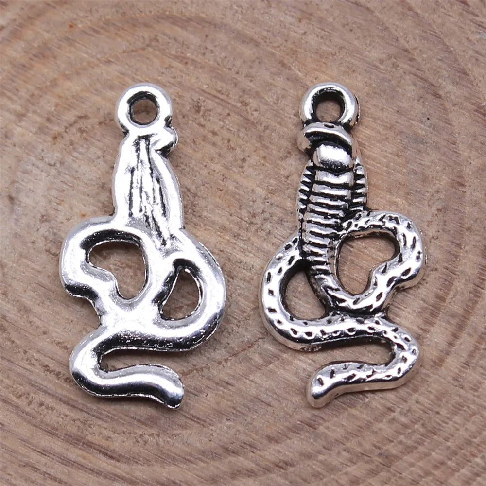 18x9mm 0.6g Antique Silver Zinc Alloy Snake Charm Pendant for DIY Necklace Bracelet Jewelry Making