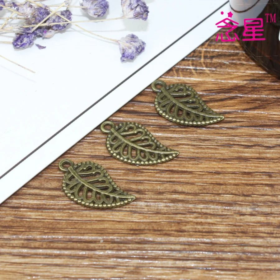 17x10MM Zinc Alloy Hollow Leaf Charm Pendant for DIY Necklace Bracelet Jewelry Making