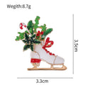 Elegant Christmas Alloy Enamel Rhinestone Brooch With Reindeer Snowman Bells Boot Lapel Pin Holiday Gift
