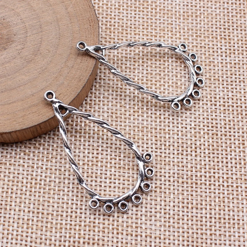 43x25mm 1.5g Multicolor Zinc Alloy Twisted Teardrop Earring Connector Charms for DIY Earrings Making