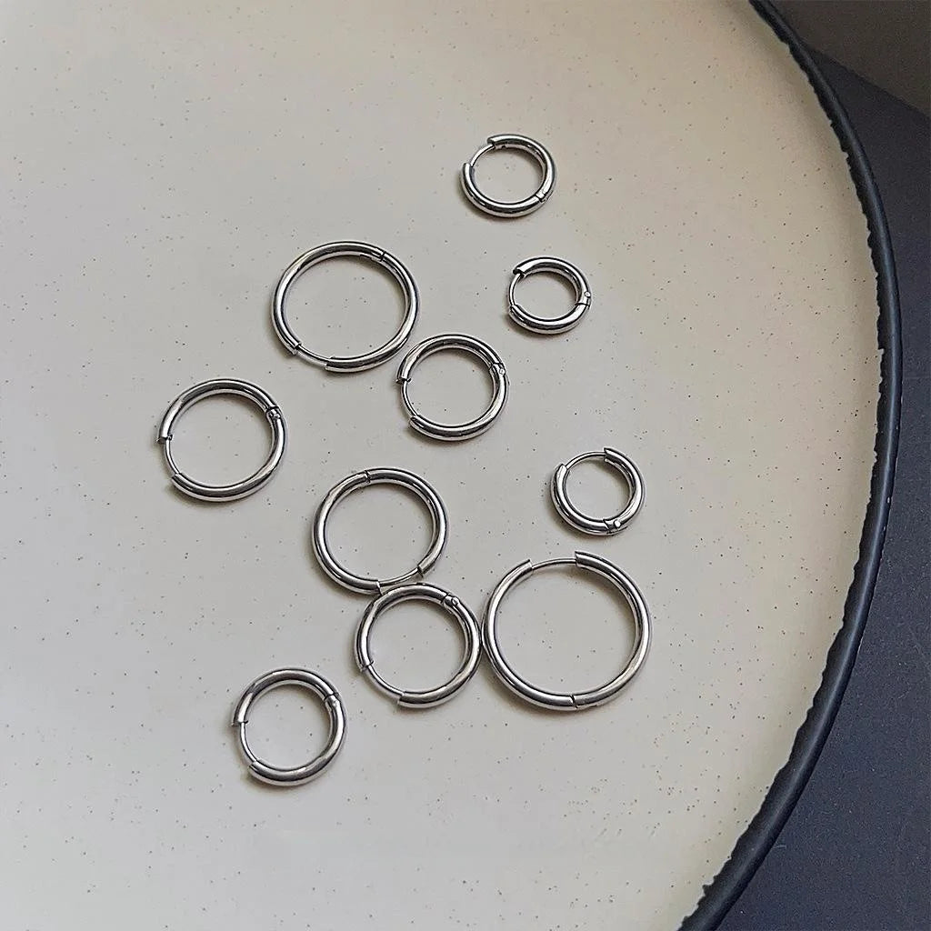 Premium Minimalist Round 316 Stainless Steel Drop Earrings Geometric Versatile Jewelry