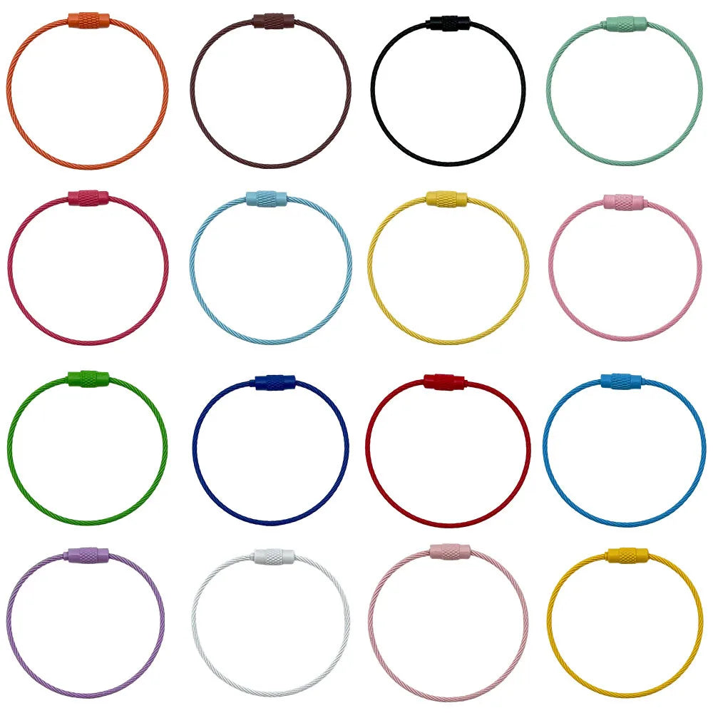 Zinc Alloy Color Enamel Screw Lock Wire Rope Key Ring Connector for DIY Bag Charm Keychain