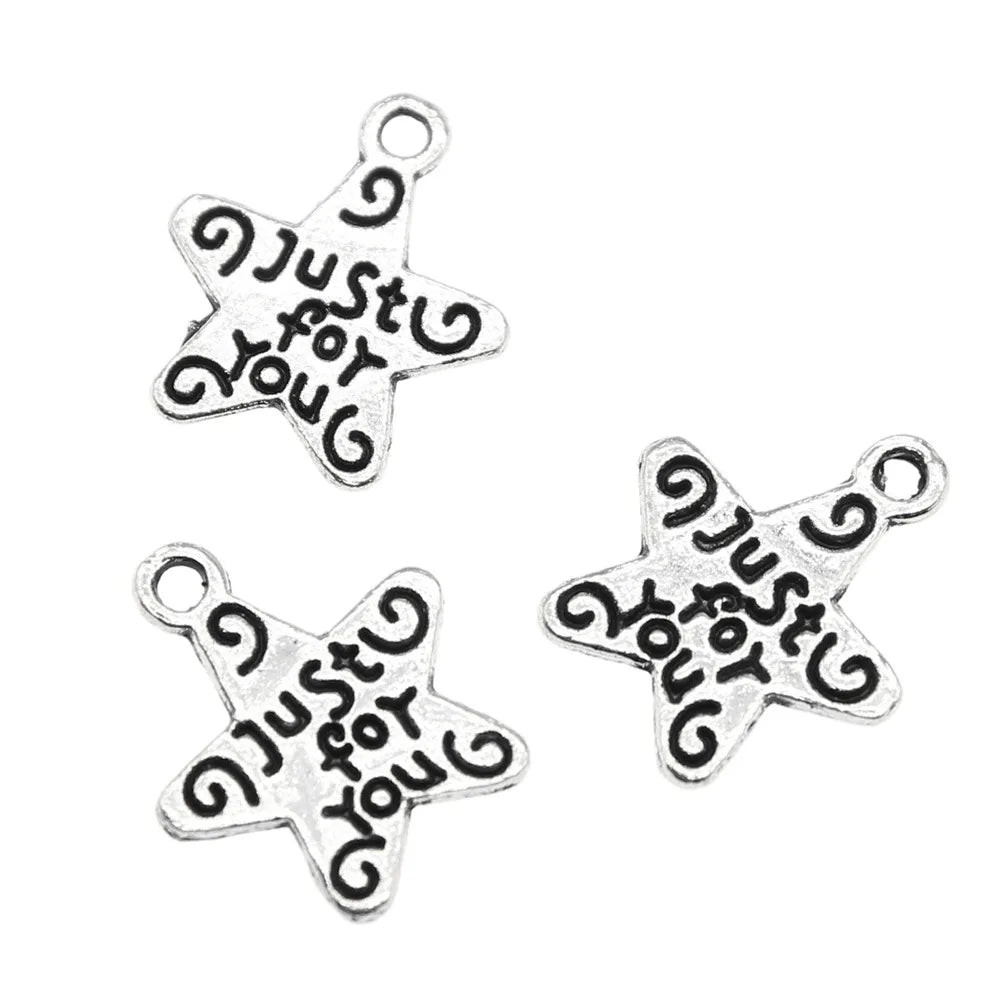 14x12mm 0.5g Antique Silver Zinc Alloy Just For You Charm Pendant for DIY Necklace Bracelet Making