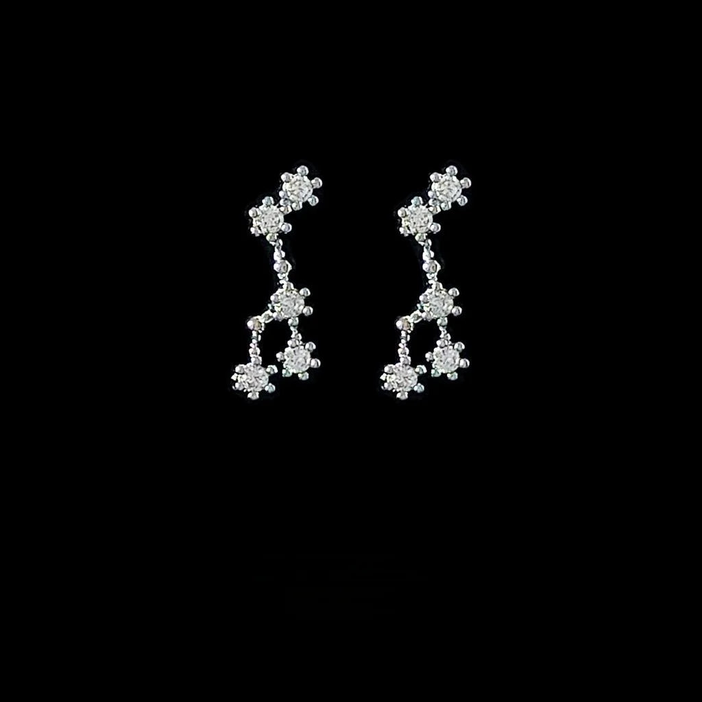 Mini Zircon Pave 12 Zodiac Stud Earrings, Silver Plated Copper Constellation Jewelry