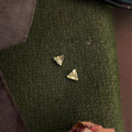18K Real Gold Plated Copper Mini Triangle Faceted Stud Earrings Light Luxury Jewelry