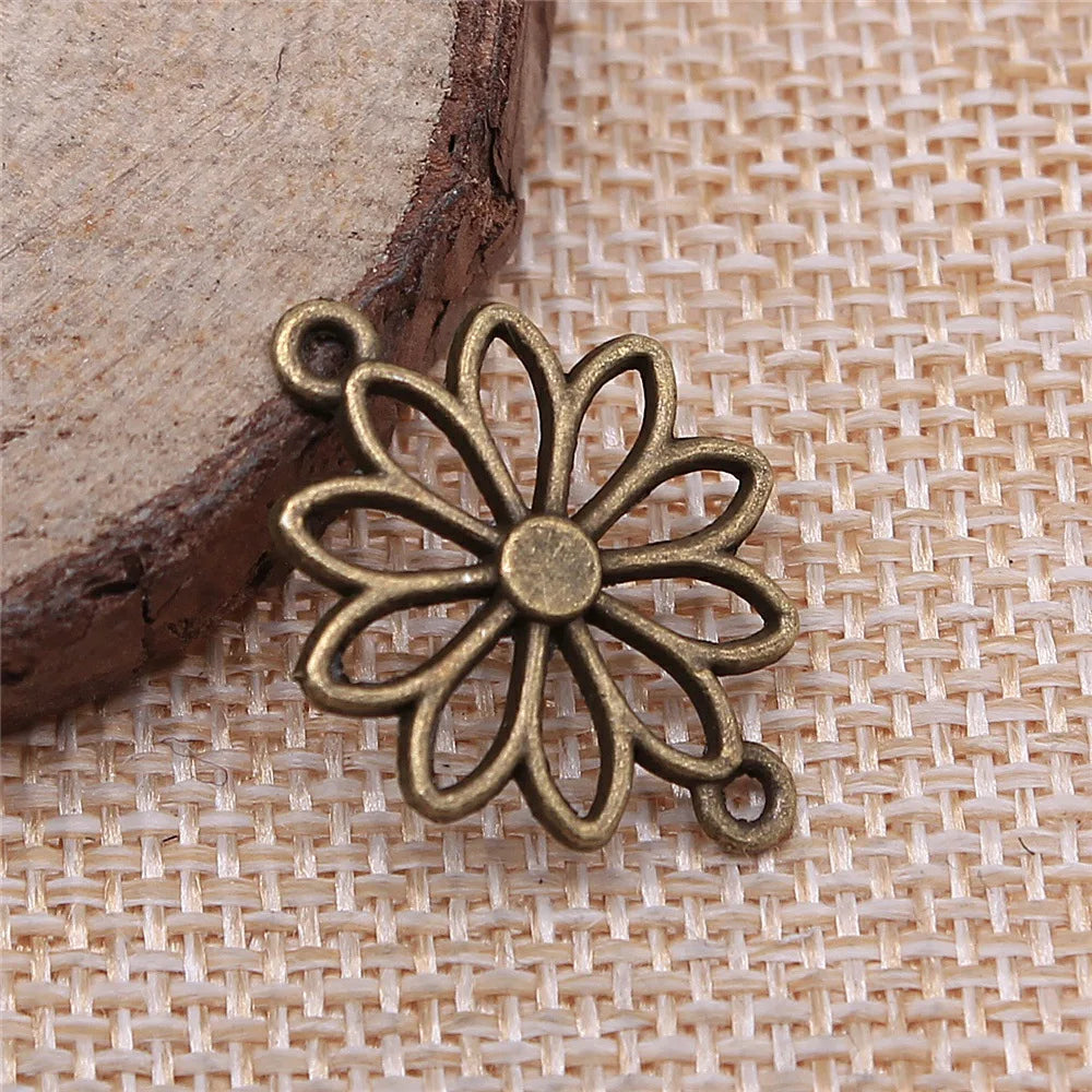 25x19mm 1.1g Multicolor Zinc Alloy Flower Connector Charm for DIY Bracelet Necklace Jewelry Making