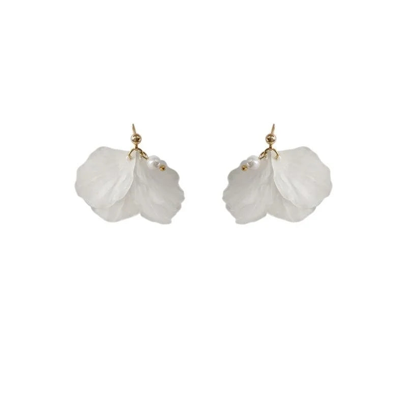 Handmade Acrylic Floral Petal Stud Earrings Silver Plated Pin Korean Japanese Pastoral Jewelry