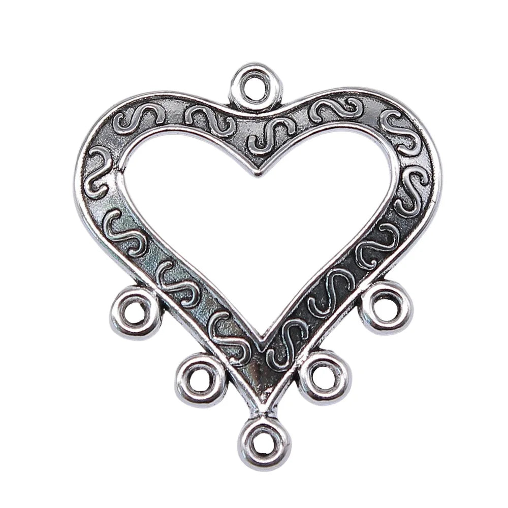33x29mm 2g Multicolor Zinc Alloy Heart Earring Connector Charms for DIY Earrings and Jewelry Making