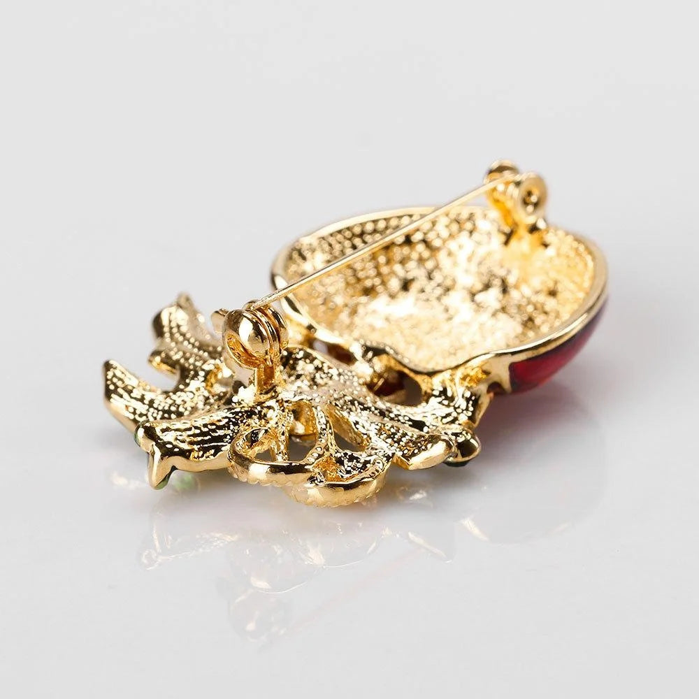 Luxury Christmas Gift Box Rhinestone Enamel Brooch For Women, Elegant Holiday Lapel Pin Suit Accessory