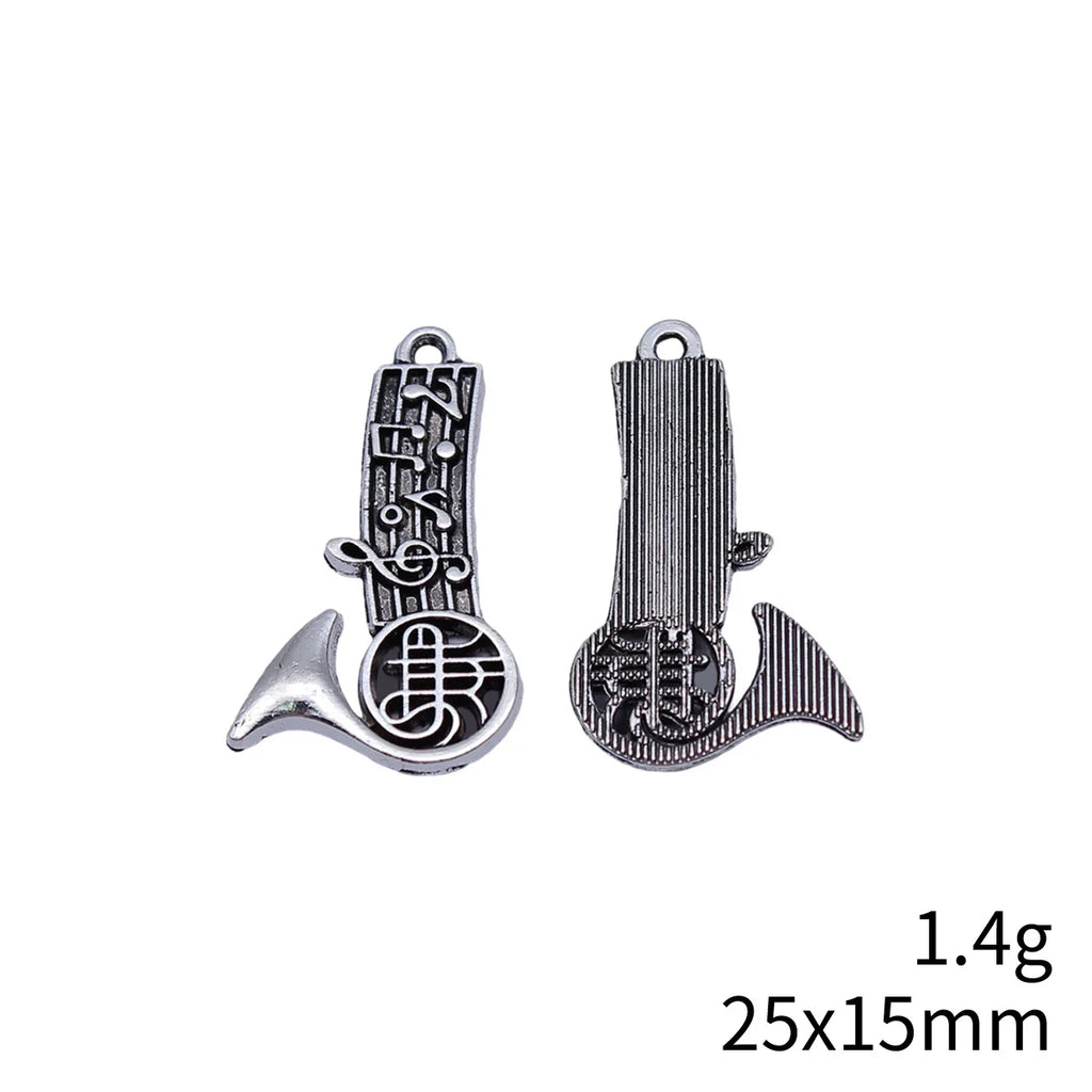 25x15mm 1.4g Antique Silver Zinc Alloy Musical Note Instrument Music Note Charm Pendant for DIY Jewelry Making