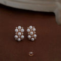 Light Luxury 14K Gold Plated Copper Pearl Stud Earrings And Micro Pave Zircon