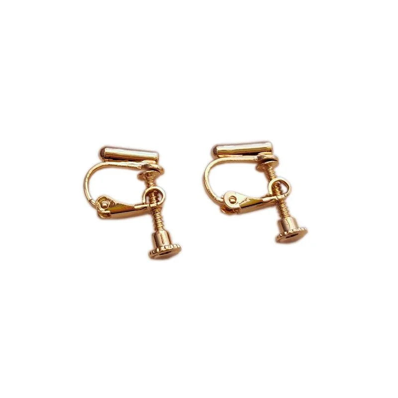 Metal Screw Ear Clip Converters For Drop Earrings, Geometric No-Piercing Earring Adapters