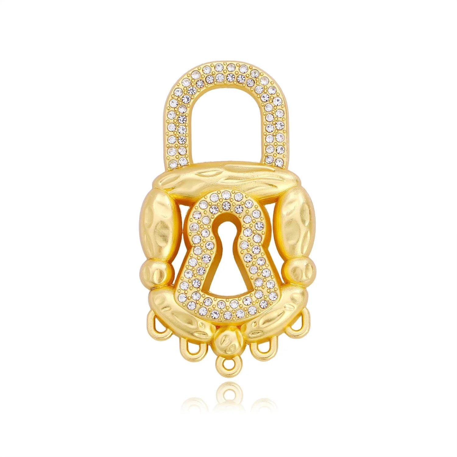 Luxury Gold Lock Keyhole Rhinestone Brooch Pin, Elegant Alloy Lapel Pin Corsage Suit Accessory Gift