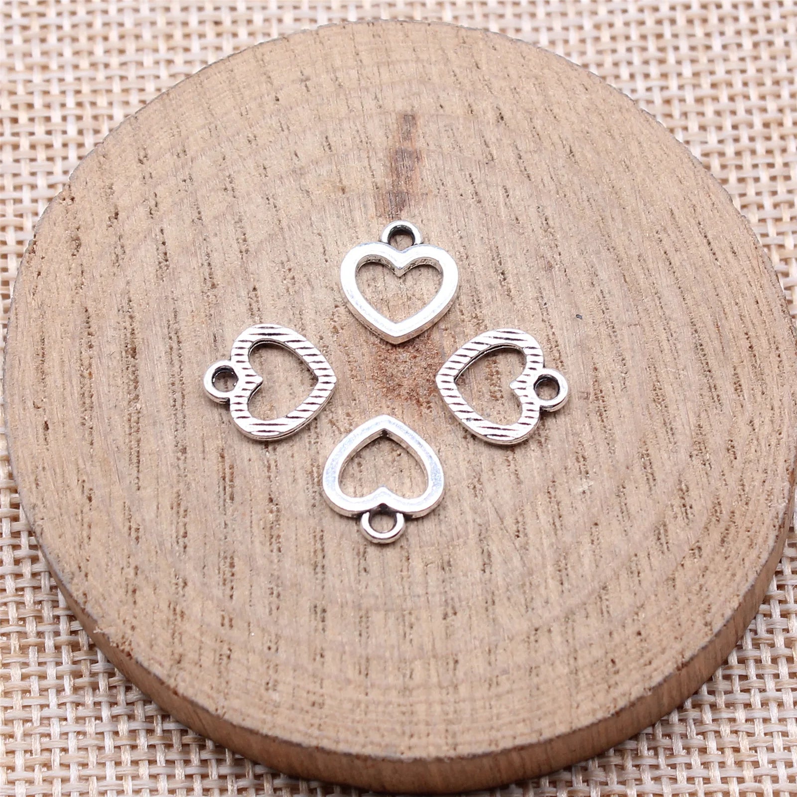 11x10mm 0.37g Antique silver zinc alloy Hollow Small Heart charm pendant for DIY bracelet necklace