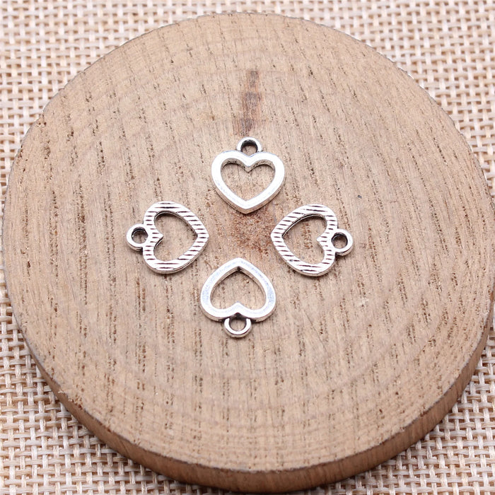 11x10mm 0.37g Antique silver zinc alloy Hollow Small Heart charm pendant for DIY bracelet necklace