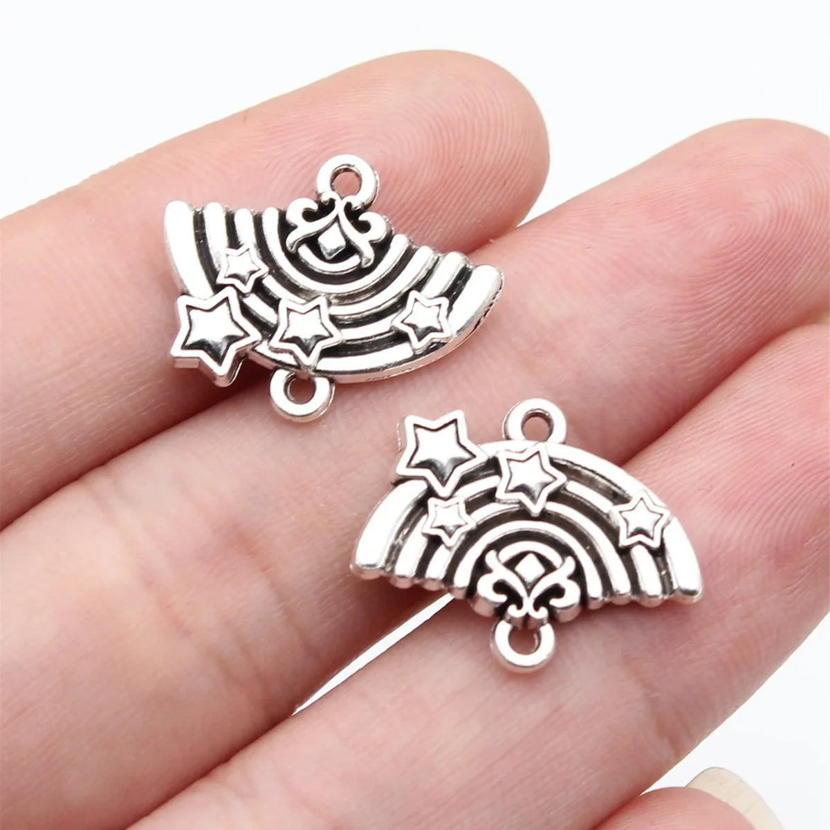 20x16mm 2.3g Antique Silver Zinc Alloy Rainbow Connector Charm for DIY Bracelet Necklace Jewelry