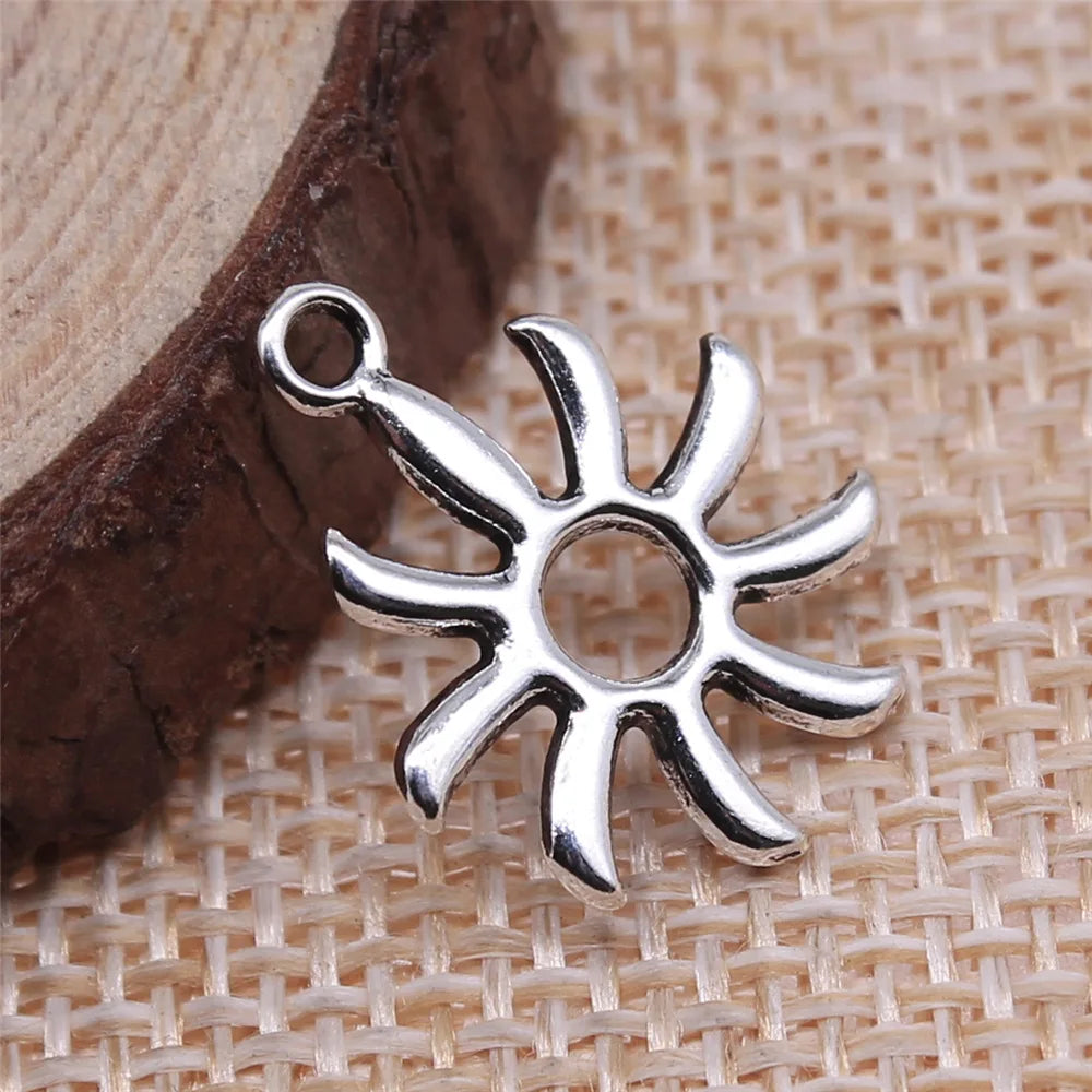 18x15mm 0.8g Antique Silver Zinc Alloy Sun Charm Pendant for DIY Necklace Bracelet Jewelry Making
