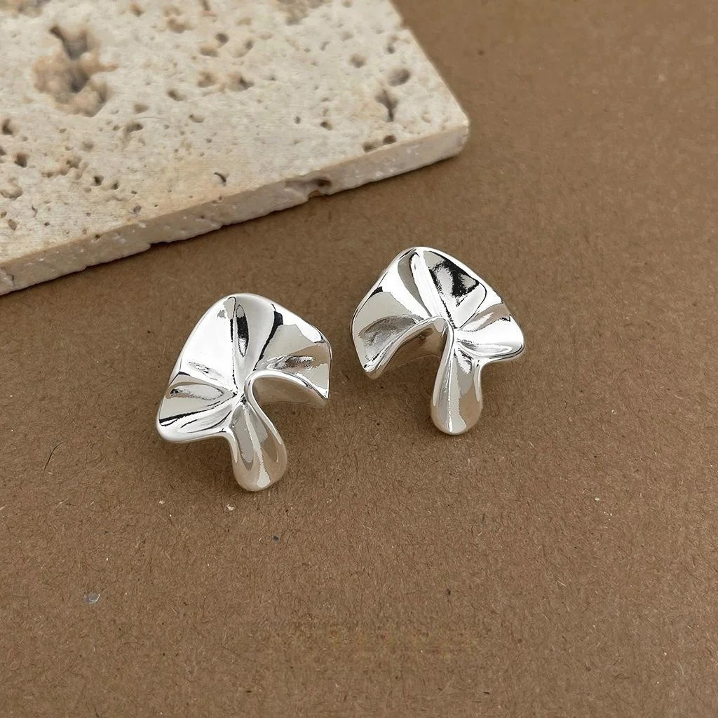 Irregular Geometric Eco Copper Stud Earrings For Women Minimalist Sweet Cool Art Style