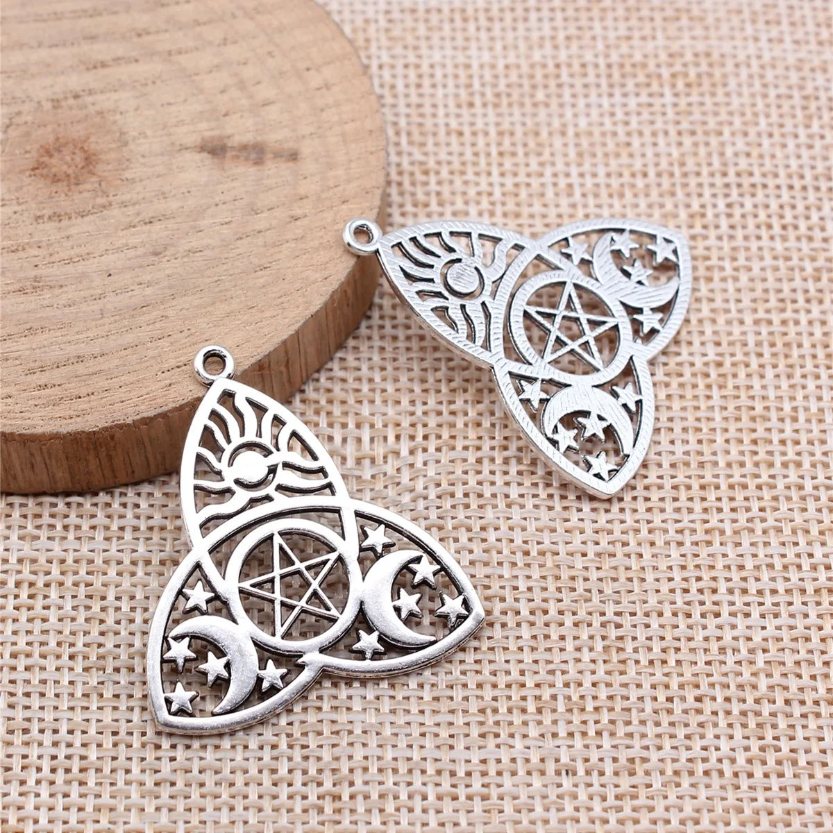 35x32mm 3.8g Antique Silver Zinc Alloy Skull Moon Star Sun Witchcraft Charm Pendant for DIY Jewelry