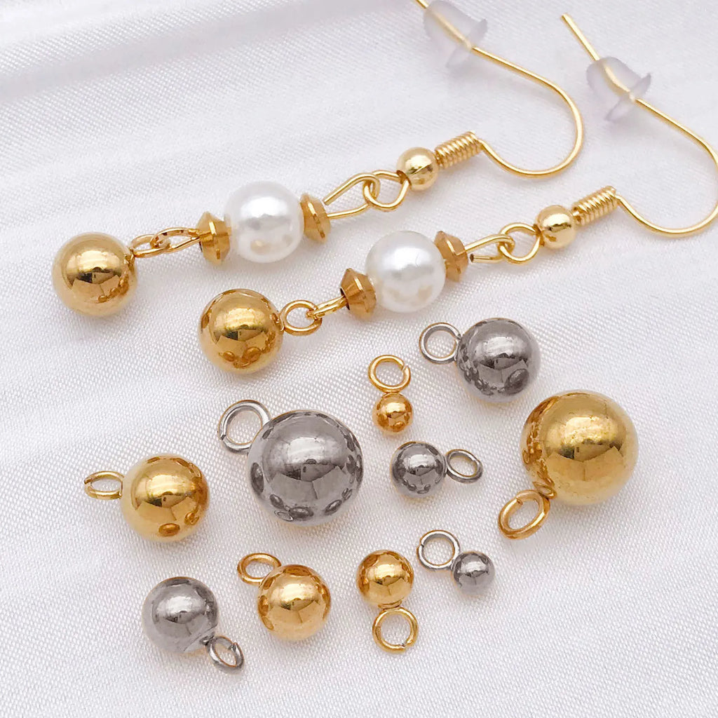 Gold Stainless Steel Round Ball Bead End Bead for DIY Necklace Bracelet
