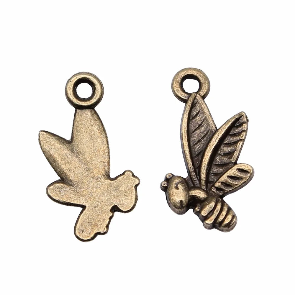 19x15mm 0.7g Multicolor Zinc Alloy Bee Charm Pendant for Necklace Bracelet Jewelry Making