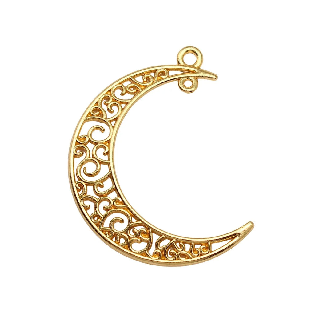 40x30mm 2.2g Gold Zinc Alloy Moon Connector Charm for DIY Earrings Necklace Bracelet Making
