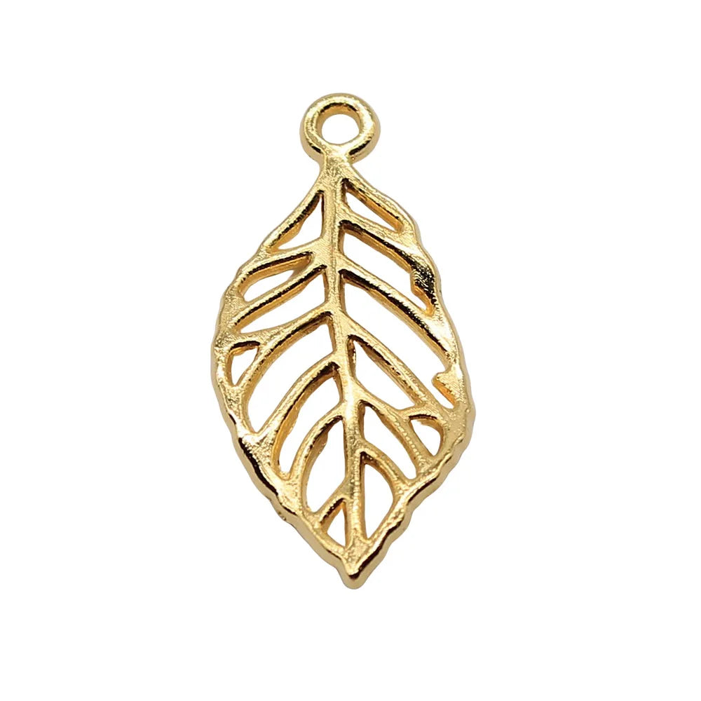 13x29mm 1.1g Multicolor Zinc Alloy Hollow Leaf Charm Pendant for DIY Necklace Bracelet Jewelry Making
