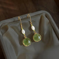 Handmade Vintage Palace Style Copper Shell Glass Crystal Ball Geometric Drop Earrings For Women