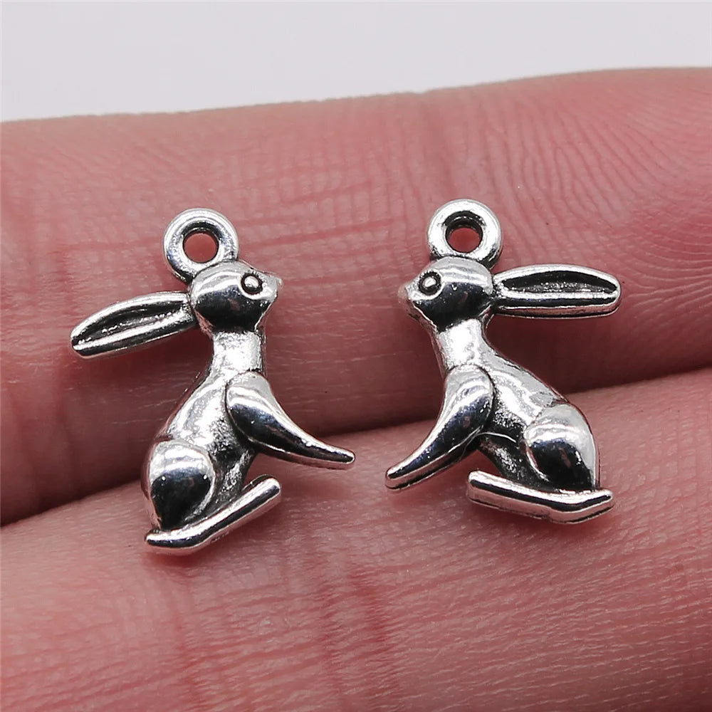10x15mm 1g Multicolor Zinc Alloy Rabbit Charm Pendant for DIY Necklace Bracelet Making