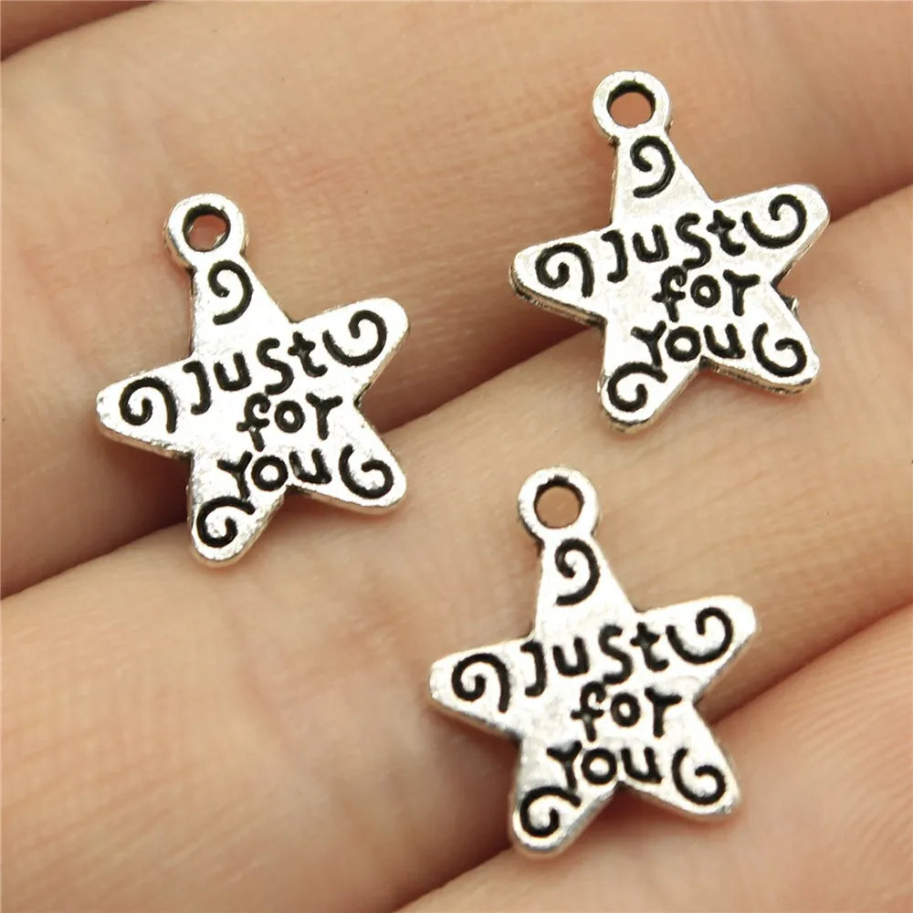 14x12mm 0.5g Antique Silver Zinc Alloy Just For You Charm Pendant for DIY Necklace Bracelet Making