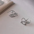 Silver Plated Copper Geometric Hollow Pearl Stud Earrings Artistic OL Fashion Jewelry