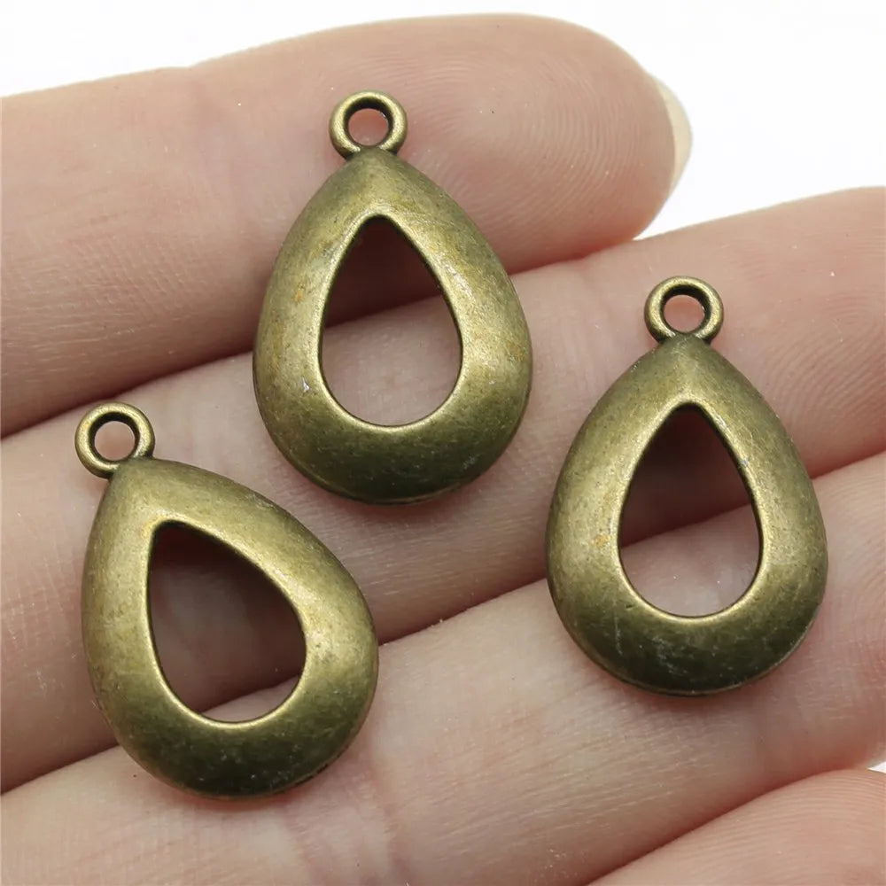 23x15mm 1.2g Multicolor Zinc Alloy Hollow Teardrop Earring Charms for DIY Earrings and Jewelry Making