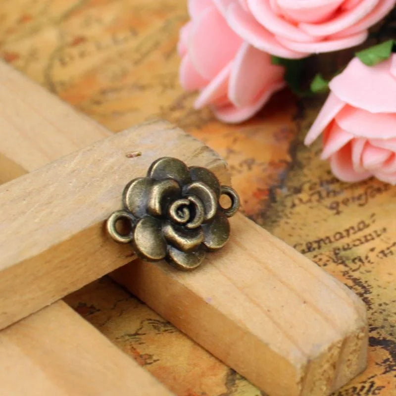 19x14MM Antique Silver Zinc Alloy Rose Charm Pendant for DIY Necklace Bracelet Jewelry Making